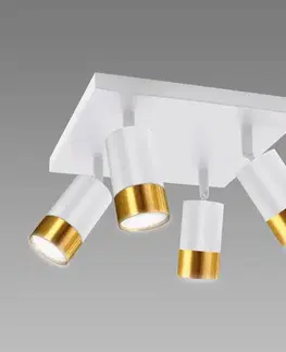 Lampy do obývačky Stropné bodové svietidlo PUZON SPT GU10 4D WHITE/GOLD 04128 LS4