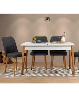 Jedálenské sety Jedálenský set s rozkladacím stolom a stoličkami (5 kusov) Santiago White Anthracite