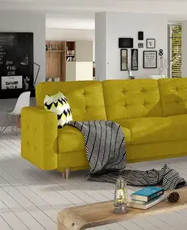 Sedacie súpravy NABBI Aveza 3+1 rozkladacia sedacia súprava žltá / vzor