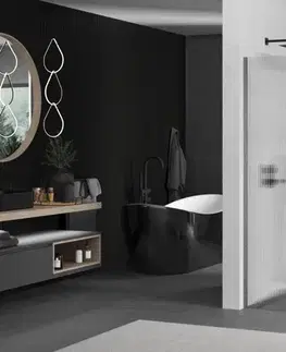 Sprchové dvere MEXEN/S - Kioto Sprchová zástena WALK-IN 100 x 200, prúžky 8 mm, grafit kartáčovaná 800-100-101-66-09