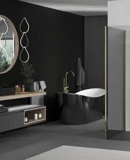 Sprchové dvere MEXEN/S - Kioto Sprchová zástena WALK-IN 120 x 120, transparent, zlatá 800-120-212-50-00-120