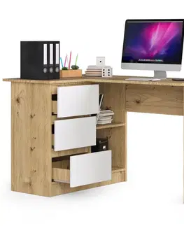 Písacie stoly Moderný písací stôl HERRA124L, dub Artisan / biely
