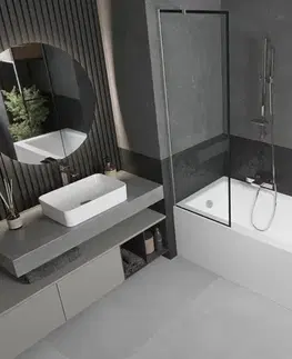 Sprchové dvere MEXEN/S - Next vaňová zástena FIX 60 x 150, čierna vzor, nikel kefovaná 895-060-000-00-70-97