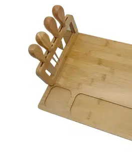 Dosky na krájanie KONDELA Keiso drevená doska na krájanie syra prírodná / strieborná