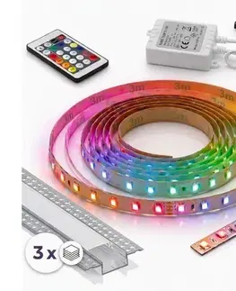 LED osvetlenie SmartLED SADA 1x LED RGBW pás DIGITÁLNY LED/9,6W/230V 3 m + 3x zapustený profil 1 m + diaľkové ovládanie 3xSD0106+1xW4306