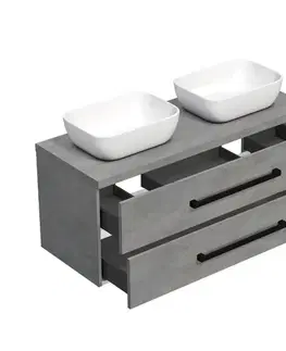 Kúpeľňový nábytok Kúpeľňová skrinka s čiernou úchytkou a krycou doskou SAT Cube Way 120x53x46 cm betón mat CUBE46C1203BESAT45 CUBE46C1203BESAT45