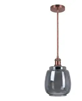 Svietidlá BRILAGI-LED Luster na lanku RETRO GLASS 1xE27/60W/230V pr. 26 cm medená/dymovo sivá NSTK7417+AI0179