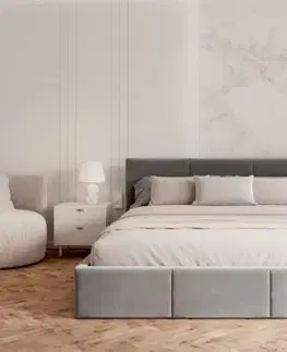 Postele FDM Čalúnená manželská posteľ FRESIA | 160 x 200 cm Farba: Sivá
