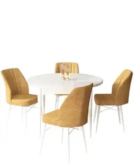 Jedálenské sety Dining Table & Chairs Set (5 Pieces) Rox - White, Cappuccino