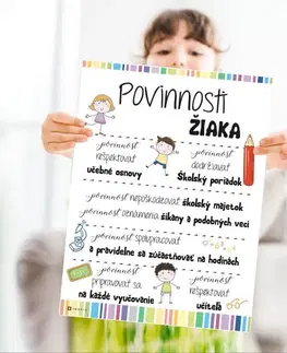 Tabuľky s venovaním (darčeky) Dekorácie pre školy - Povinnosti žiaka - tabuľka na stenu
