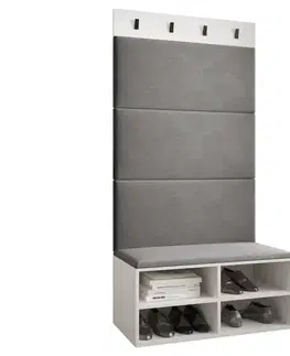 Spálňové šatníkové skrine Predsieňový nábytok Miro biela panel sivý