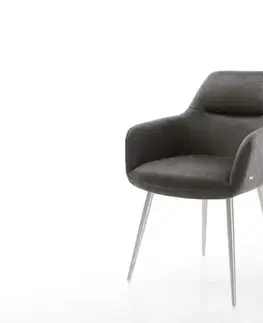 Jedálenské stoličky DELIFE Jedálenská stolička Pejo-Flex mikrovlákno antracitová vintage 4-nohá zúžená nerezová oceľ vrecková pružina