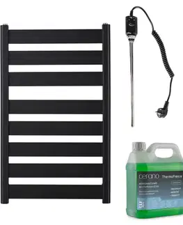 Doplnky do kúpeľne CERANO - Kúpeľňový elektrický radiátorový set Marco - 600W - čierna matná - 920x550 mm CER-680515