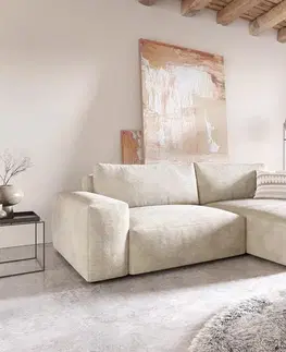 Rohové sedacie súpravy DELIFE Rohová pohovka Lanzo XL 270x180 cm manšester béžová variabilné ležadlo