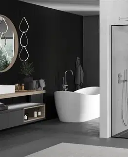 Sprchové dvere MEXEN/S - Kioto Sprchová zástena WALK-IN 110 x 40, čierny vzor, chróm 800-110-212-01-70-040