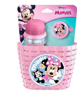 Príslušenstvo pre vozítka Cyklistická súprava Minnie (košík, fľaša, zvonček) - ružová