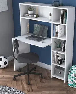 Písacie stoly HALIEN písací stôl s regálom, biela