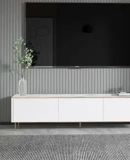 Konferenčné stolíky Televízny stolík Imaj White Marble and Gold