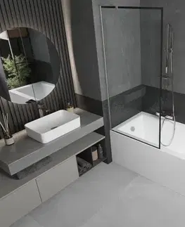 Sprchové dvere MEXEN/S - Next vaňová zástena FIX 80 x 150, čierna vzor, nikel kartáčovaná 895-080-000-00-70-97