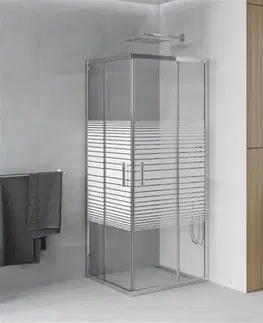 Sprchovacie kúty MEXEN - Rio sprchovací kút štvorcový 80x80 cm prúžky, chróm 860-080-080-01-20