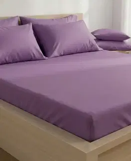 Plachty Kvalitex Saténové prestieradlo s gumou fialová, 90 x 200 cm