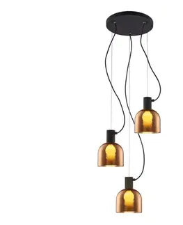 Svietidlá  113009 - Luster na lanku FIRE 3xE27/9W/230V hnedá/čierna 113009