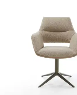 Jedálenské stoličky DELIFE Jedálenská stolička Yago-Flex s opierkami zmiešané materiály tmavobéžová podstava efektová titánová farba otočný o 360° hojdacia funkcia vrecková pružina