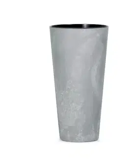 Kvetináče a truhlíky NABBI DTUS400E vysoký plastový kvetináč 40 cm sivý betón