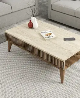 Konferenčné stolíky Konferenčný stolík Milan - Walnut, Travertine