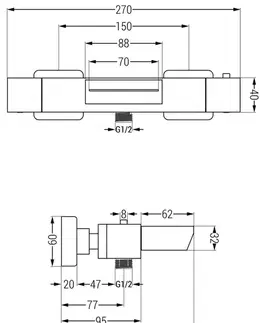 Kúpeľňové batérie MEXEN - Termostatická vaňová batéria Cube, grafit 77360-66