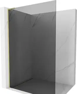 Sprchové dvere MEXEN/S - Kioto L Sprchová zástena WALK-IN 120 x 200, grafit, zlatá kartáčovaná 800-120-103-55-40
