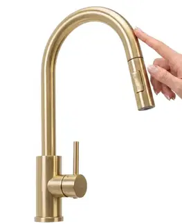 Kúpeľňové batérie REA - Kuchynská batéria Fresh Touch Brush Gold REA-B9842