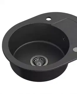 Granitové drezy Drez Cuba 216 Steingran čierna 58x46x17.5 + sifón