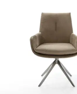 Jedálenské stoličky DELIFE Jedálenská stolička Clea-Flex mikrovlákno béžová vintage krížová podstava široká grafitová 360° otočná s hojdacou funkciou