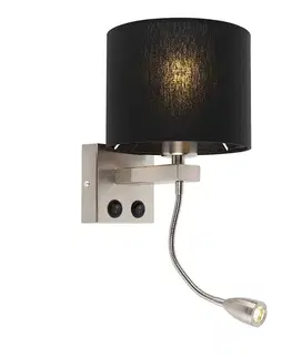 Lampy Moderná nástenná lampa oceľ s čiernym tienidlom - Brescia