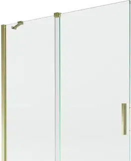 Sprchové dvere MEXEN/S - Velar Dvojkrídlová posuvná vaňová zástena 130 x 150, transparent, zlatá 896-130-000-01-50