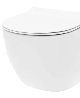 Záchody REA - Závesná WC misa vrátane sedátka Carlo Mini Tornado Rimless Slim N REA-C1259
