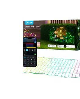 LED osvetlenie Govee - LED RGBIC Vonkajšia svetelná sieť 143x85cm Wi-Fi Matter IP65 H6810341