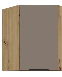 Kuchynské horné skrinky KONDELA Frisbo 60x60 GN-72 1F horná rohová kuchynská skrinka sandgrau / dub artisan