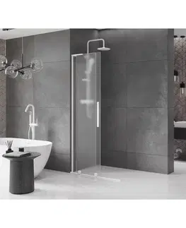 Sprchové dvere MEXEN/S - Velar L Sprchová zástena posuvná Walk-in 90 x 200, dekor 8 mm, biela 871-090-003-33-20