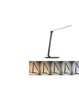 Lampy BRILAGI - LED Stmievateľná stolná lampa USB konektor LED/12W/230V čierna WO37-B-OEM1
