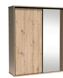 Šatníkové skrine KONDELA Koli C15 199 šatníková skriňa s posuvnými dverami dub artisan / čierna