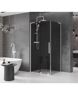 Sprchovacie kúty MEXEN/S - Velar L sprchovací kút, posuvné dvere 110 x 80, grafit, biela 871-110-080-43-20