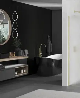 Sprchové dvere MEXEN/S - Kioto Sprchová zástena WALK-IN 80 x 200, dekor 8 mm, zlatá kartáčovaná 800-080-101-55-30