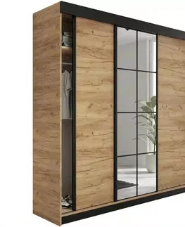 Šatníkové skrine Skriňa Lamaro 250 dub craft zlatý + čierne vložky