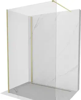 Sprchové dvere MEXEN/S - Kyoto Sprchová zástena WALK-IN 125 x 120, transparent, zlatá kartáčovaná 800-125-212-55-00-120