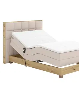 Postele KONDELA Tiana elektrická polohovacia jednolôžková posteľ 120x200 cm béžová / dub artisan