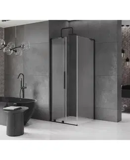 Sprchovacie kúty MEXEN/S - Velar L sprchovací kút, posuvné dvere 90 x 90, dekor, čierna 871-090-090-33-70