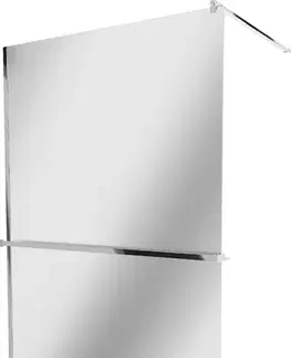 Sprchové dvere MEXEN/S - KIOTO Sprchová zástena WALK-IN s poličkou a držiakom uterákov 80 x 200, zrkadlové 8 mm, chróm 800-080-121-01-50
