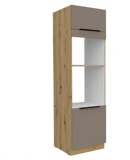 Kuchynské dolné skrinky KONDELA Frisbo 60 DPM-210 2F skrinka na vstavanú rúru a mikrovlnú rúru sandgrau / dub artisan